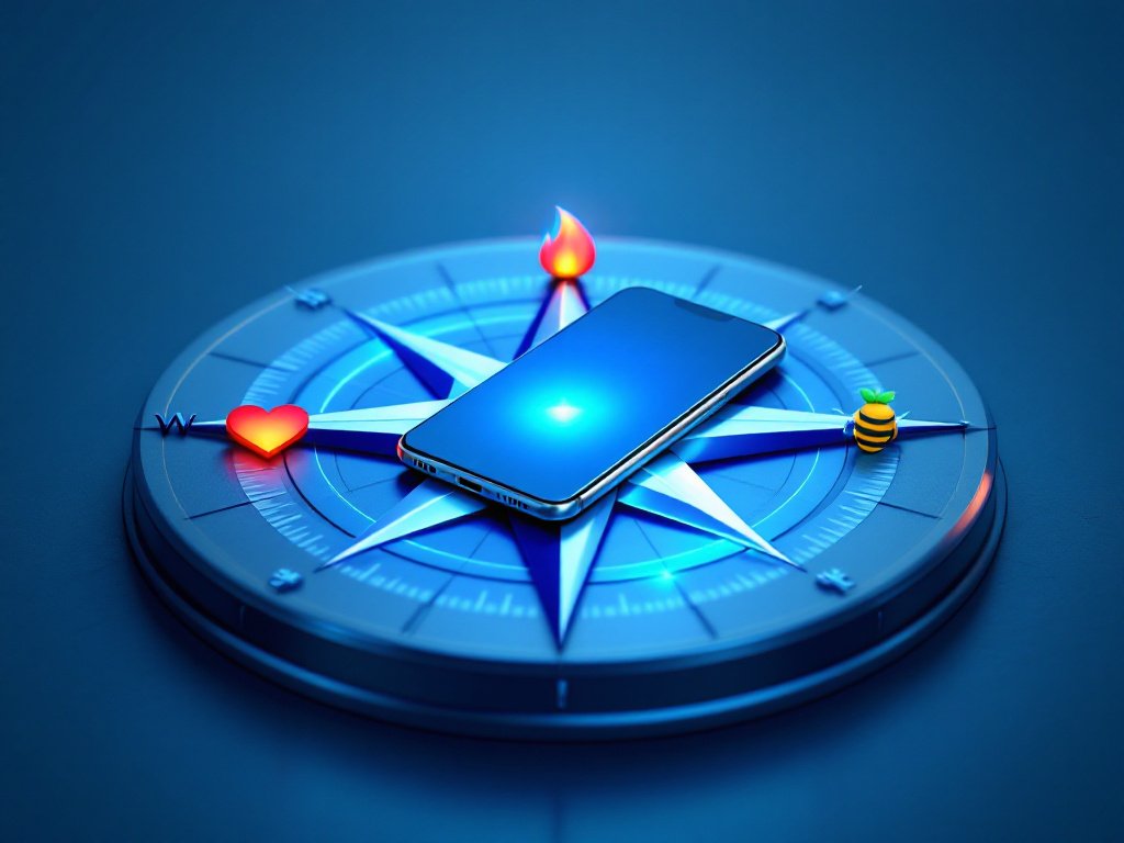 La Boussole des Applications Boussole magique guidant les utilisateurs vers les meilleures stratégies pour chaque application de rencontre