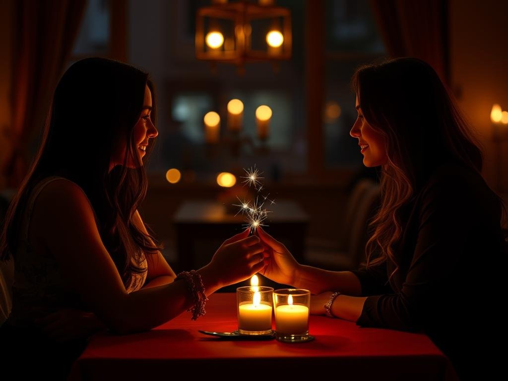 Premier rendez-vous romantique avec étincelle magique éthique