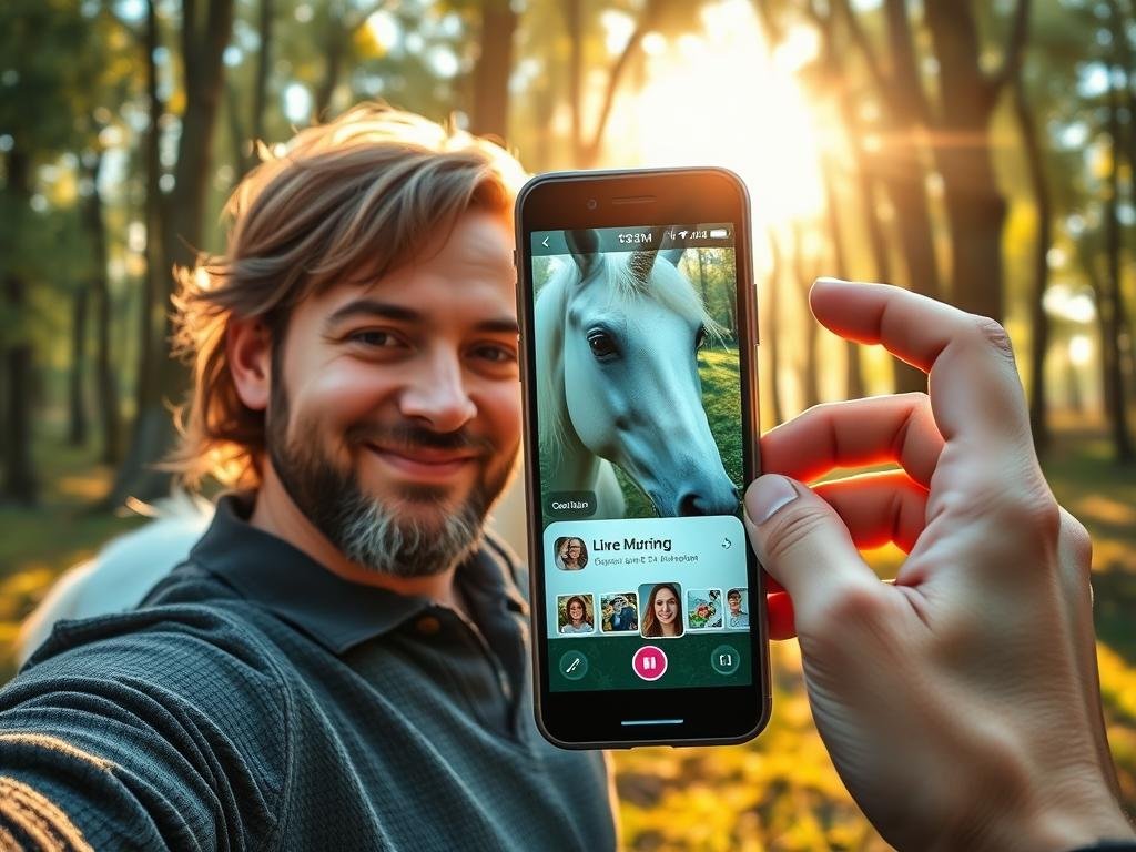 Selfie avec licorne pour profil de rencontre écolo